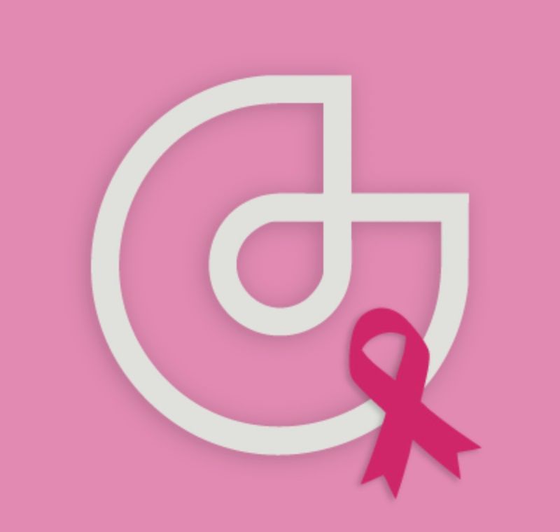 Logo GEAGI aux couleurs d'Octobre Rose avec le ruban rose de la lutte contre le cancer du sein