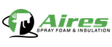 The logo for aires spray foam and insulation is green and black.