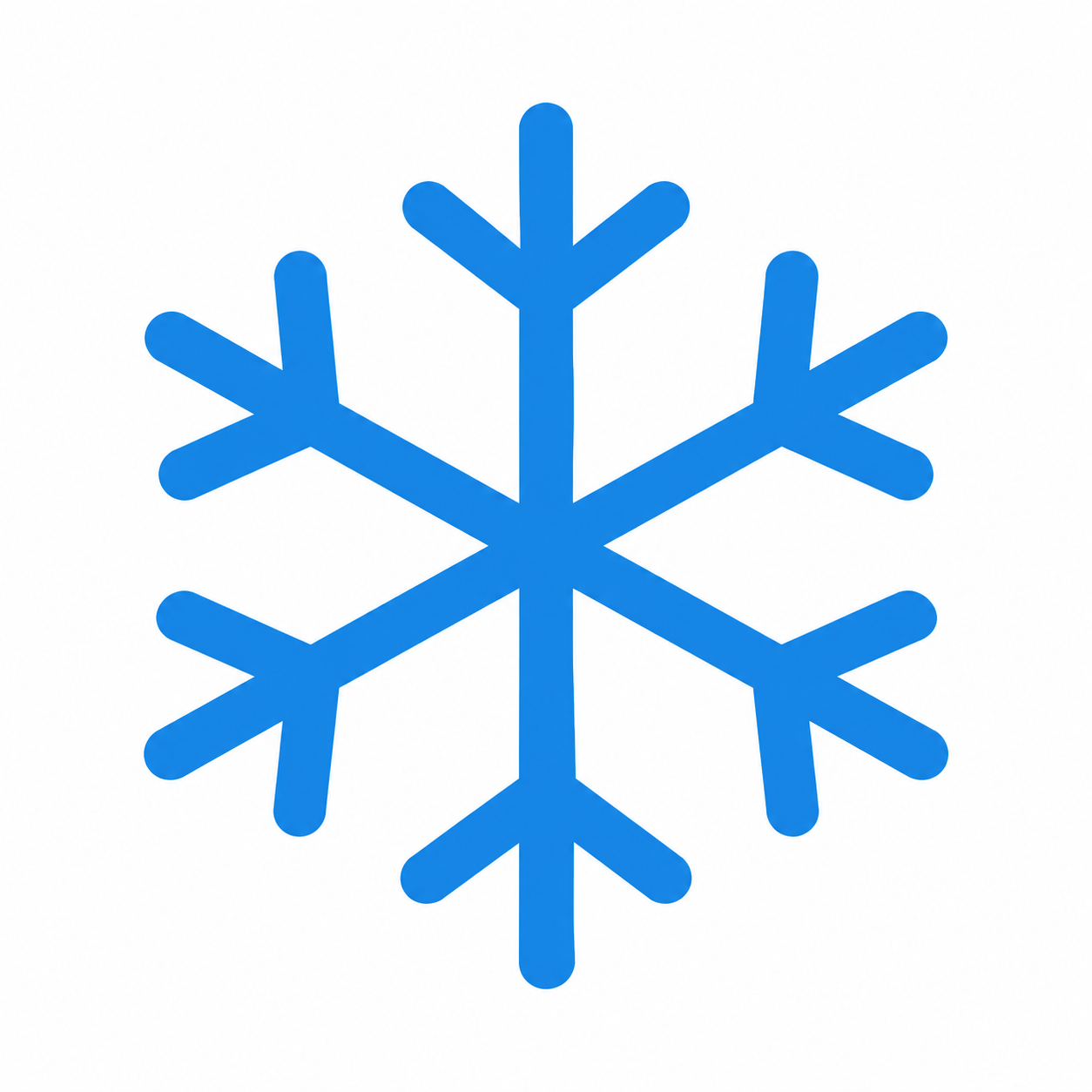 Blue snowflake icon on a white background