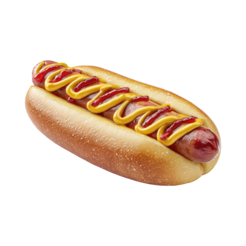 Hot dog with ketchup and mustard on a bun