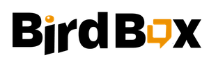 BirdBox logo in bold black text with an orange speech bubble icon inside the “o”