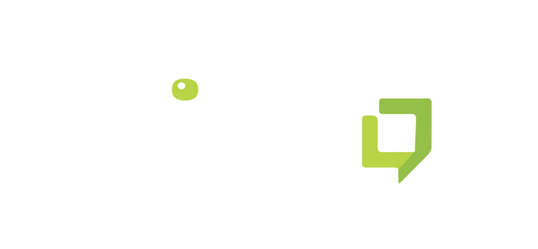 Green chat bubble logo with a small green dot on a white background