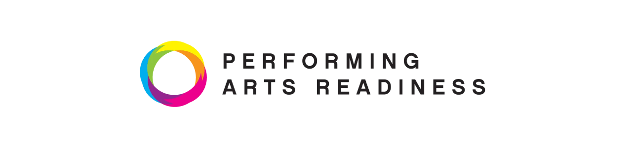 Logo for Performing Arts Readiness featuring a multicolored circular ring next to the text in black.