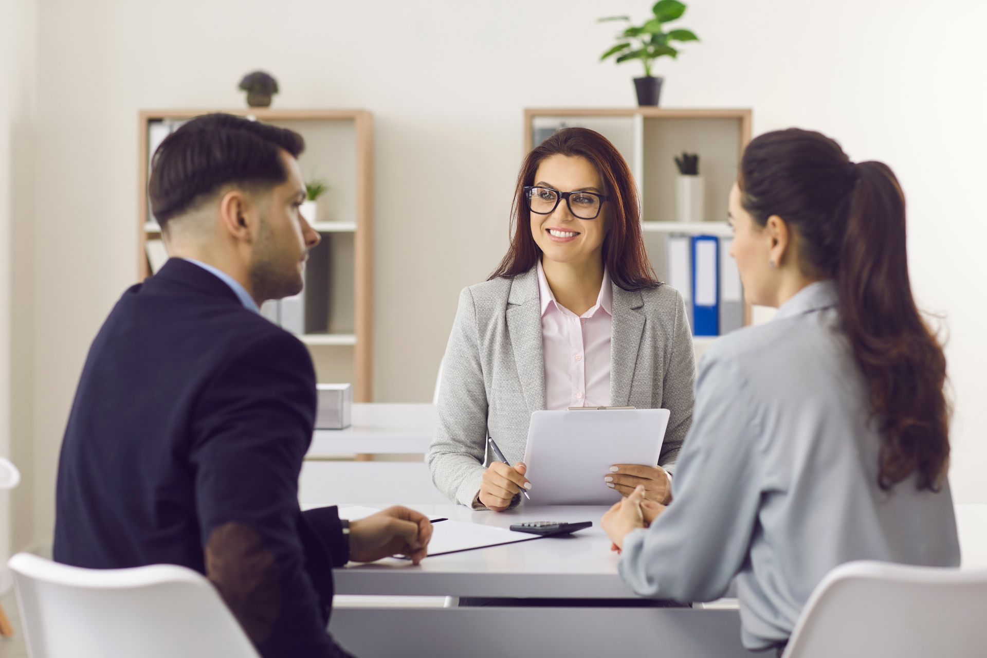 lady holding documents and ballpen meeting to clients