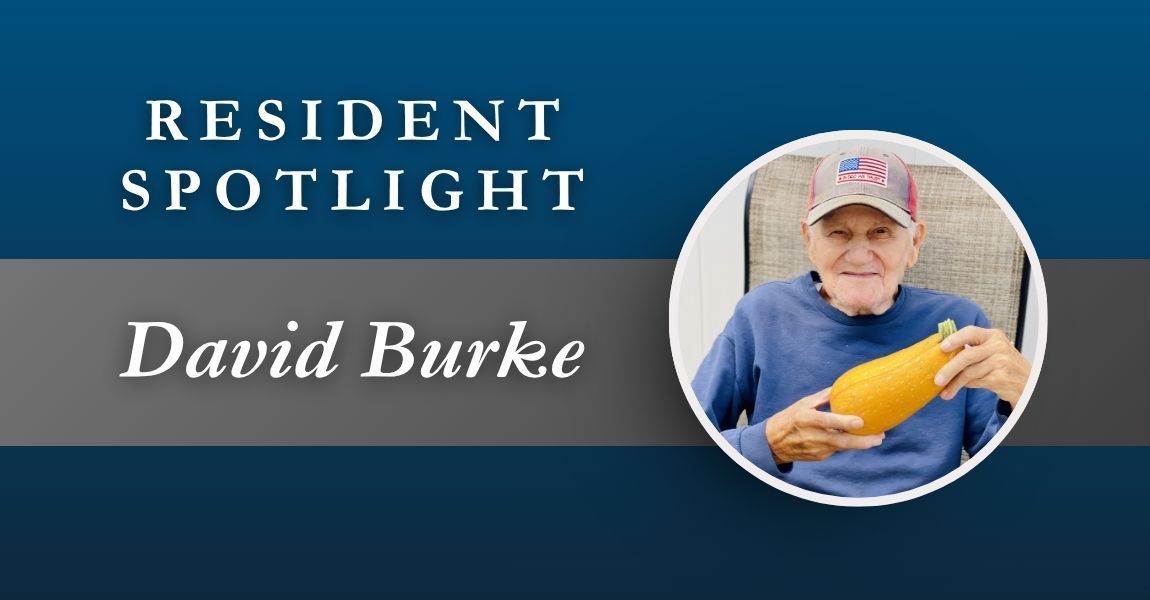 Resident Spotlight banner featuring David Burke holding a fish on a blue background