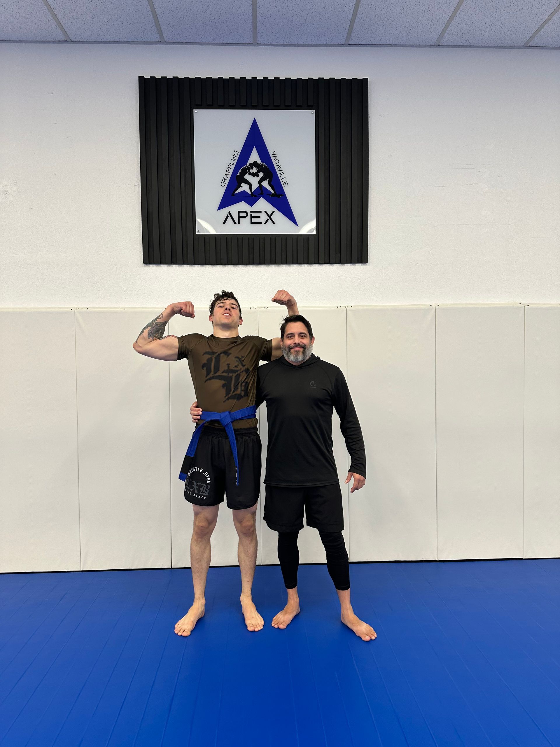 Athletes drilling takedowns at Vacaville Grappling Academy in Vacaville, CA to build conditioning and control.