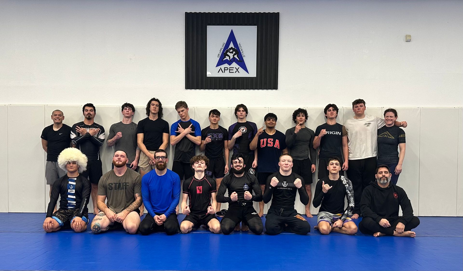 -121.9877Adults practicing grappling drills at Vacaville Grappling Academy in Vacaville, CA, building calm focus and stress relief.