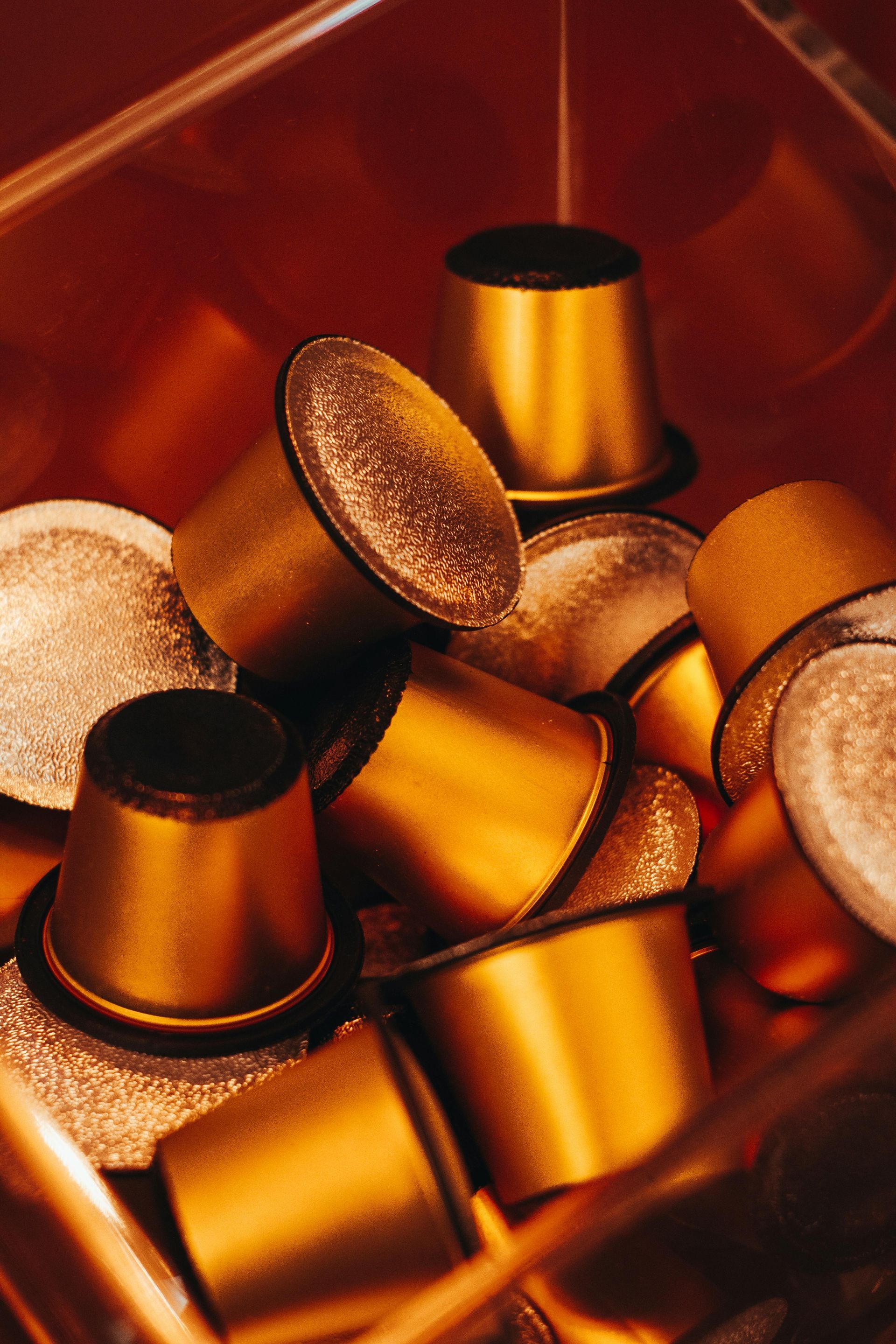 Embalagem secundária de cápsulas de café compatíveis Nespresso, Dolce Gusto e Lavazza.