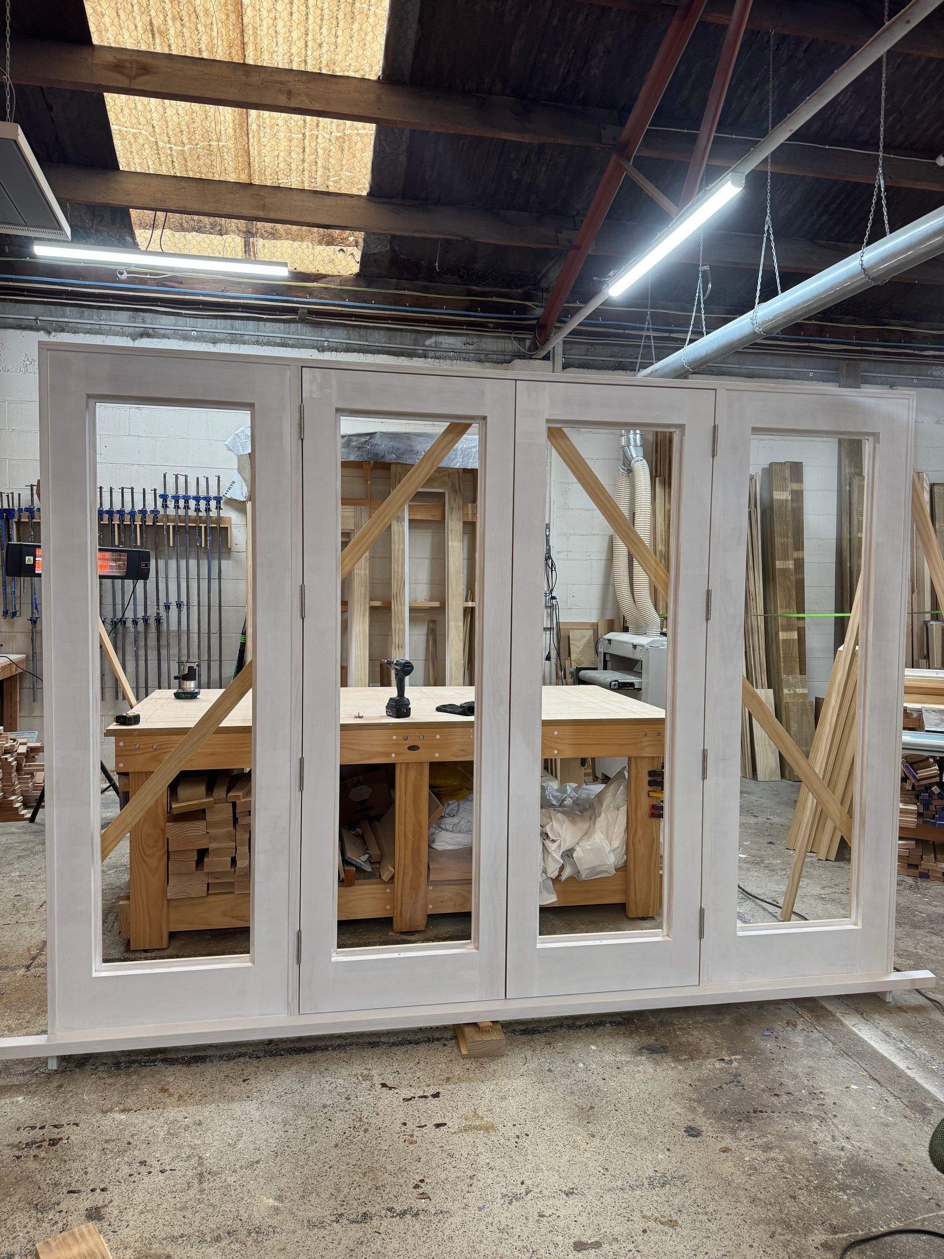 Exterior timber French doors with sidelites