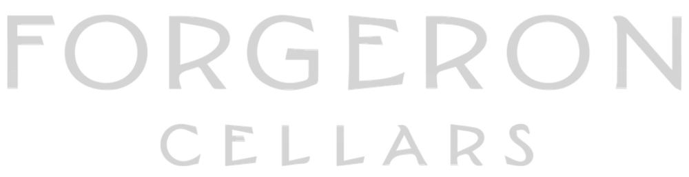 The forgeron cellars logo is gray and white on a white background.