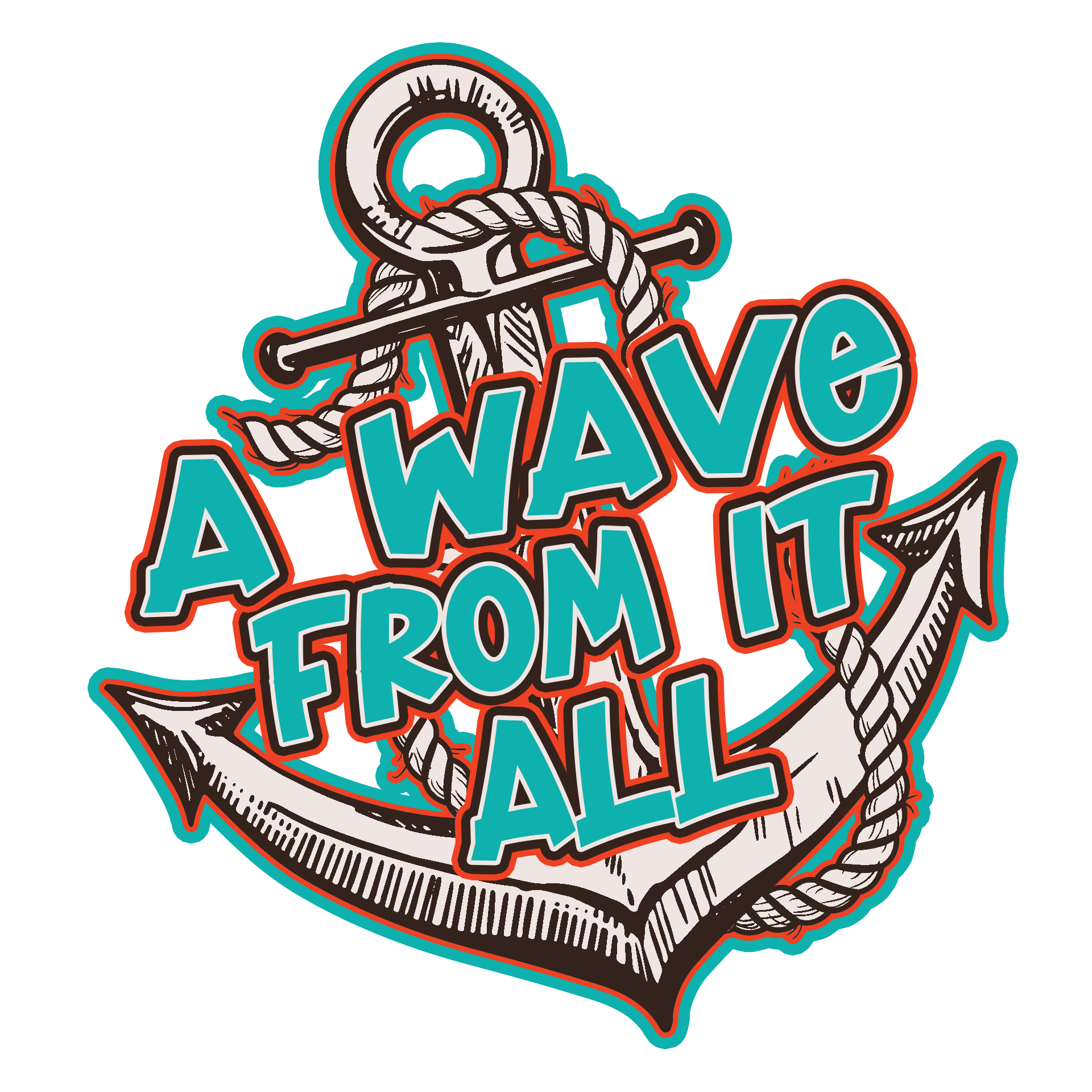 A nautical anchor graphic with a rope and the turquoise, bold text: 