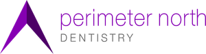 Perimeter North Dentistry logo with a purple triangular icon