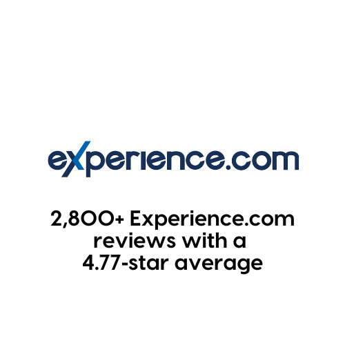 Experience.com logo with text: “5,000+ reviews with a 4.8-star average”