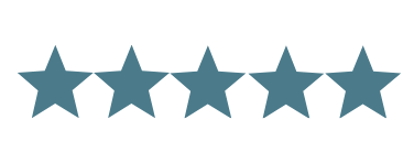 Five dark blue stars in a row on a white background