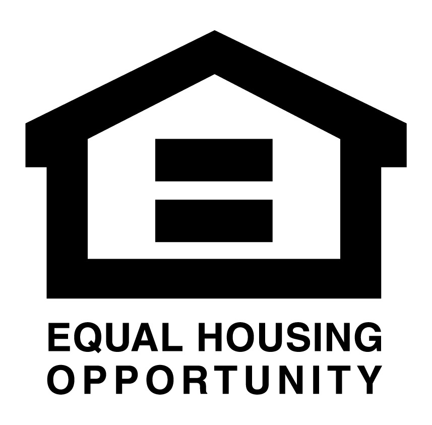 A black and white logo for equal housing opportunity.