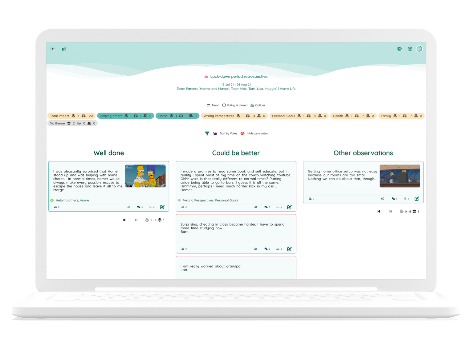 Safe conversation - Retrospective Board