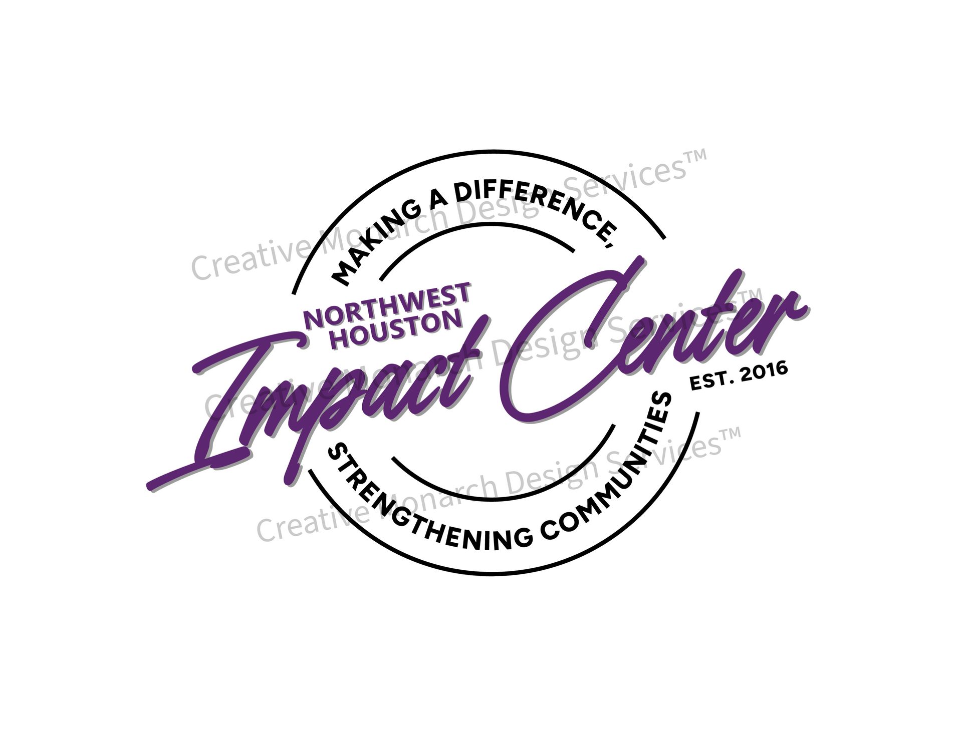 Logo for Northwest Houston Impact Center. Purple script 
