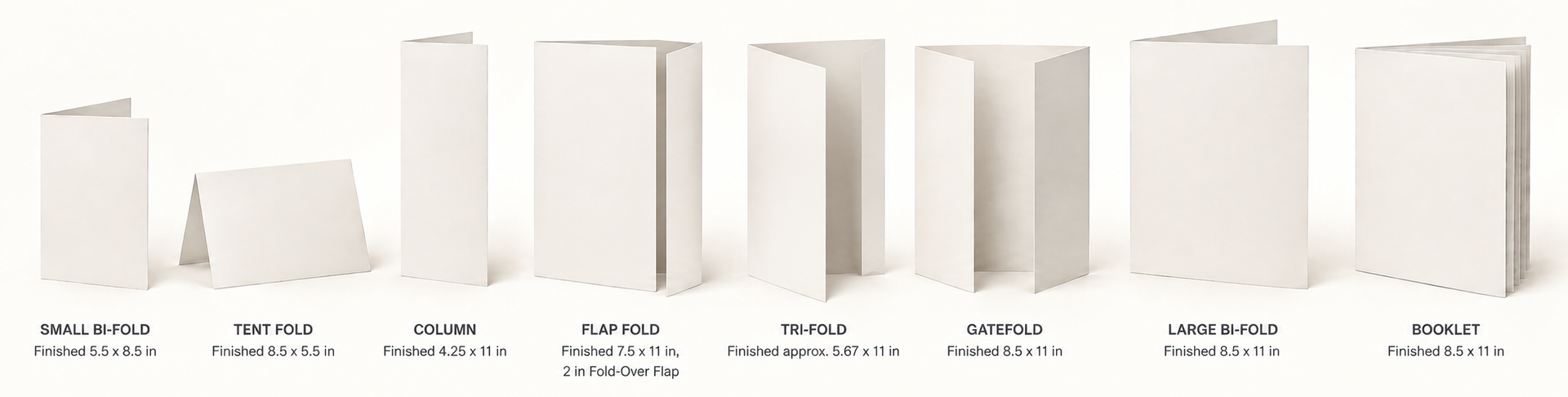 Folded white cardboard package mockups are shown in multiple shapes and sizes on a light background.