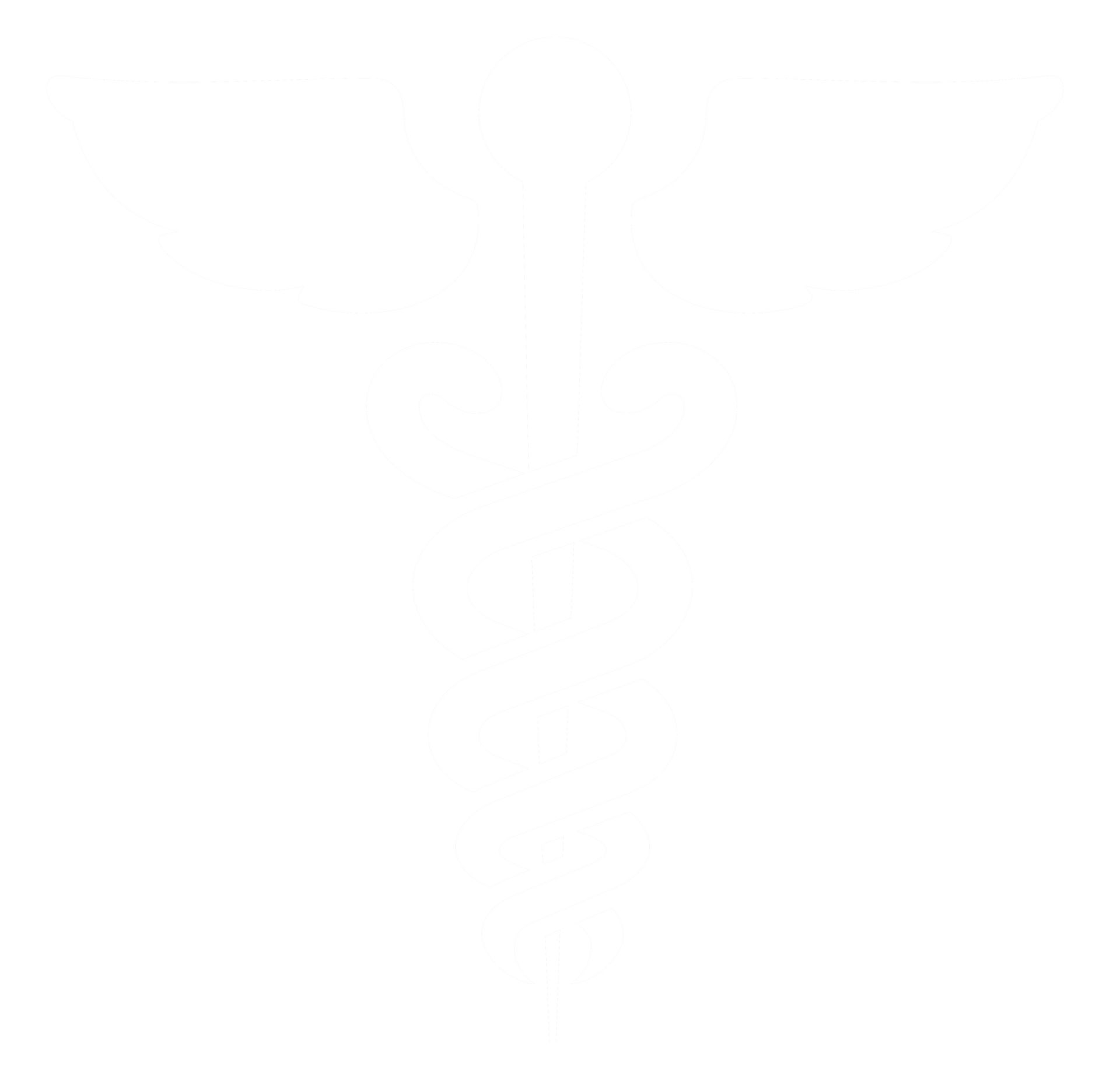 White outlined silhouette of a person standing.