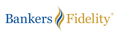 Bankers Fidelity logo with a flame-like symbol between 