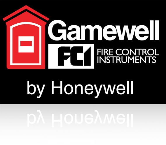 A logo for Gamewell Fire Control Instruments by Honeywell