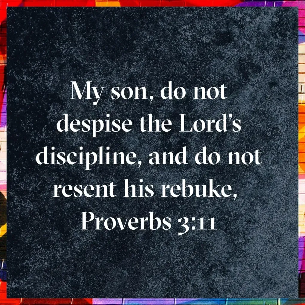 A quote from proverbs 3:11 is on a black background