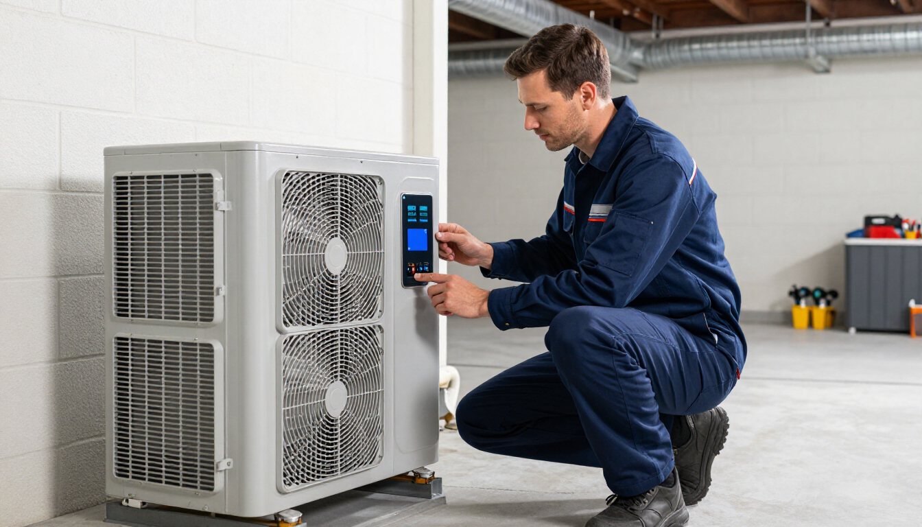 HVAC Technician Inspecting New System