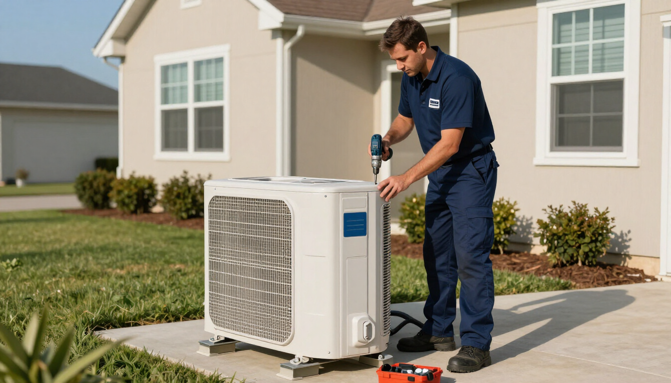 Technician Installing Mini Split