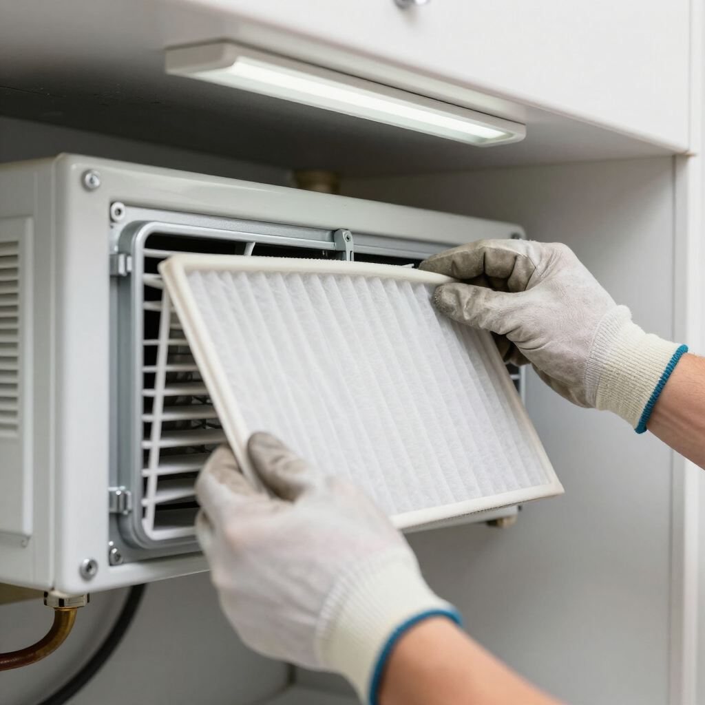 HVAC technician performing steps to winterize in Calvert County home