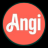 Orange Angi logo with white “Angi” text inside a coral circle.
