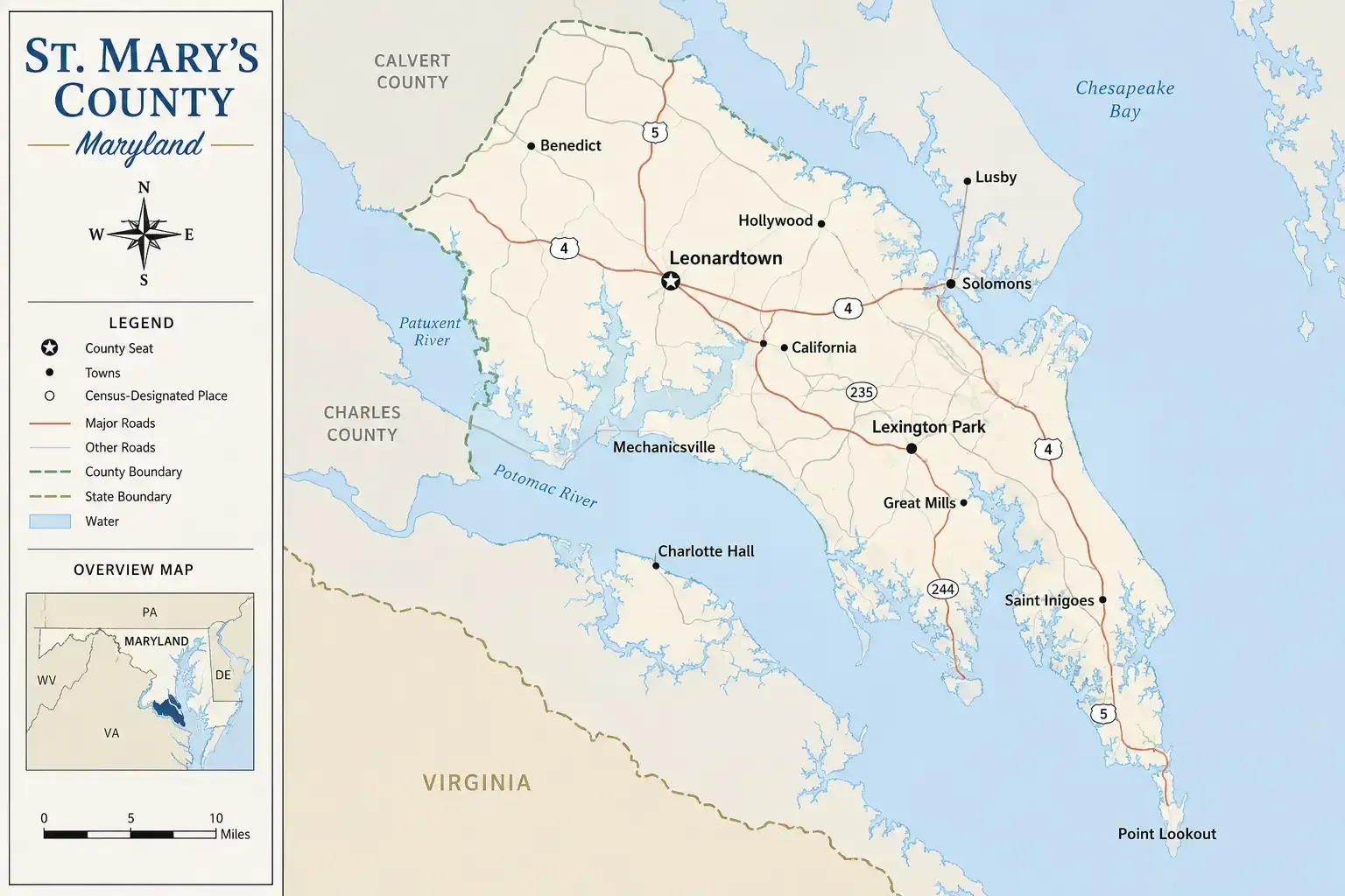 st marys county map