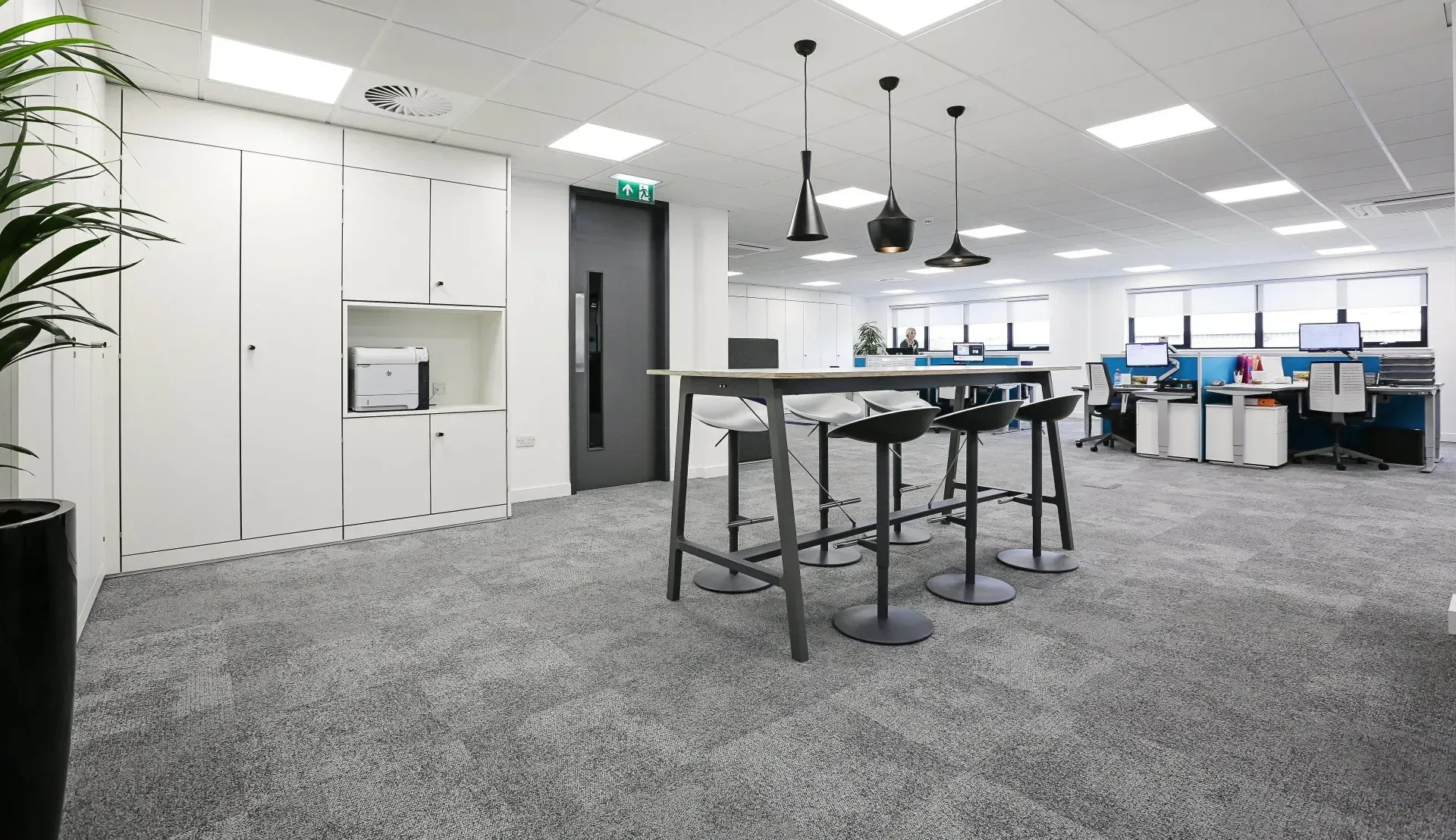 Individual office with glass walls in a barn conversion by Glenside