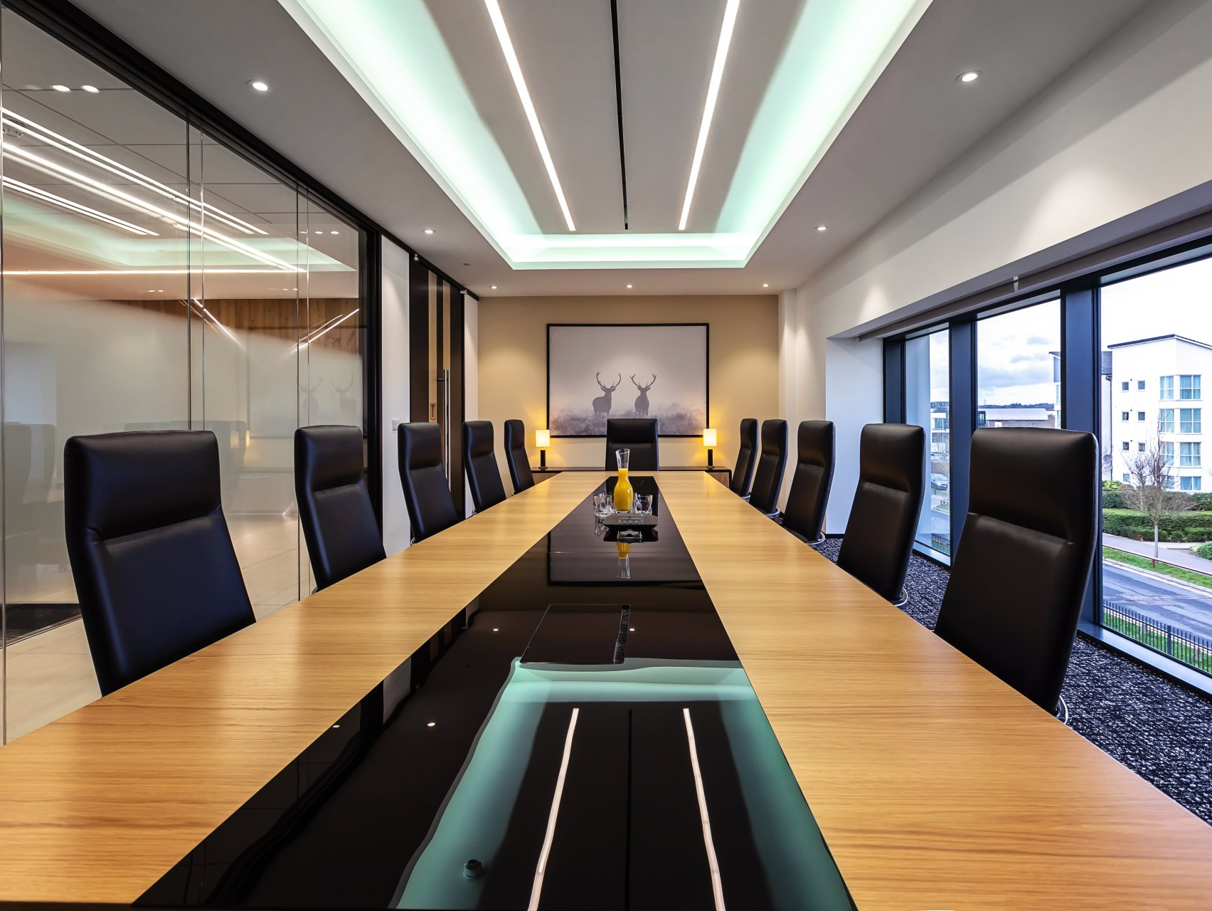 Corporate Boardroom with statement lighting by Glenside