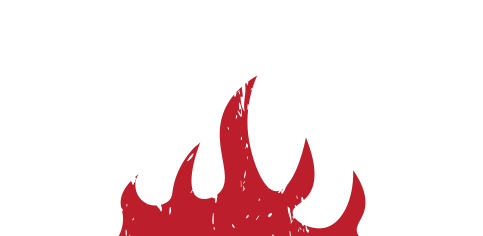 A drawing of a red fire on a white background.