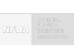 NFDA logo with white text on gray boxes: