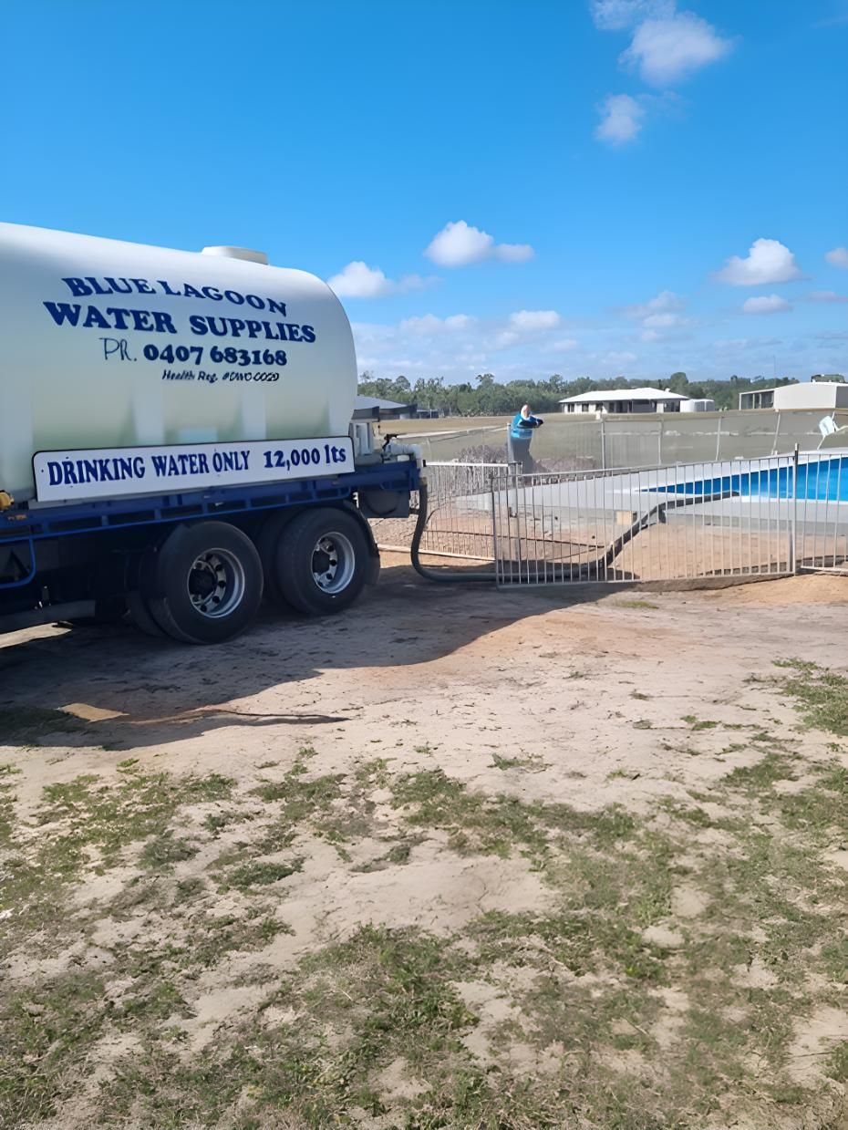 A Water Truck Refilling Swimming Pool — Blue Lagoon Water Supplies In Urangan, QLD