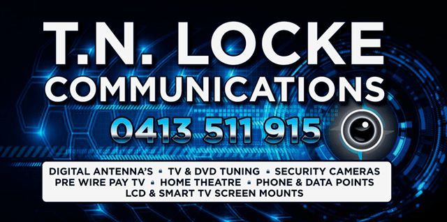A Sign for T.N. Locke Communications with A Blue Background — T.N. Locke Communications In Kirwan, QLD