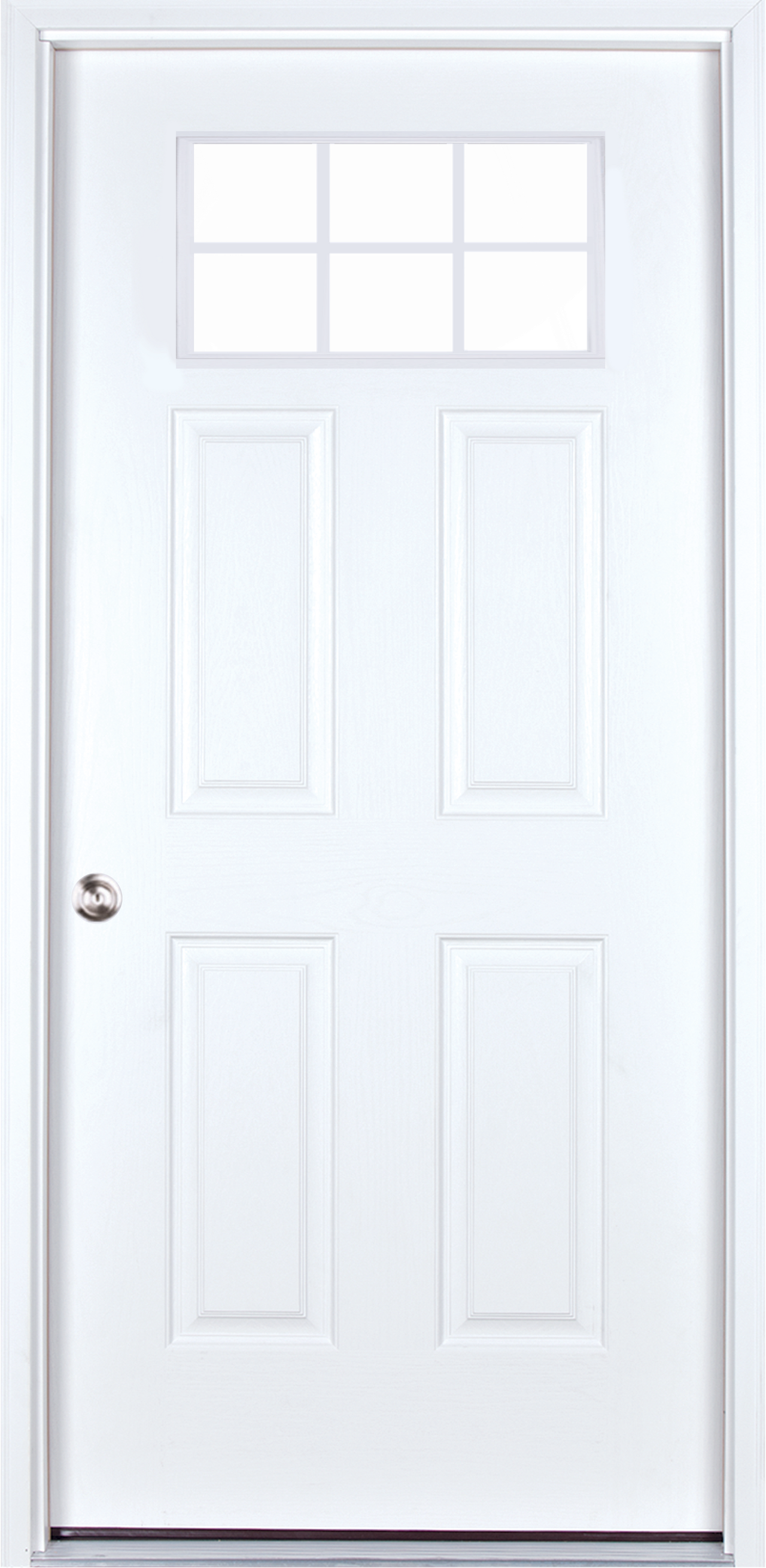 Superior Outdoor Centers A white door with three windows on a white background.