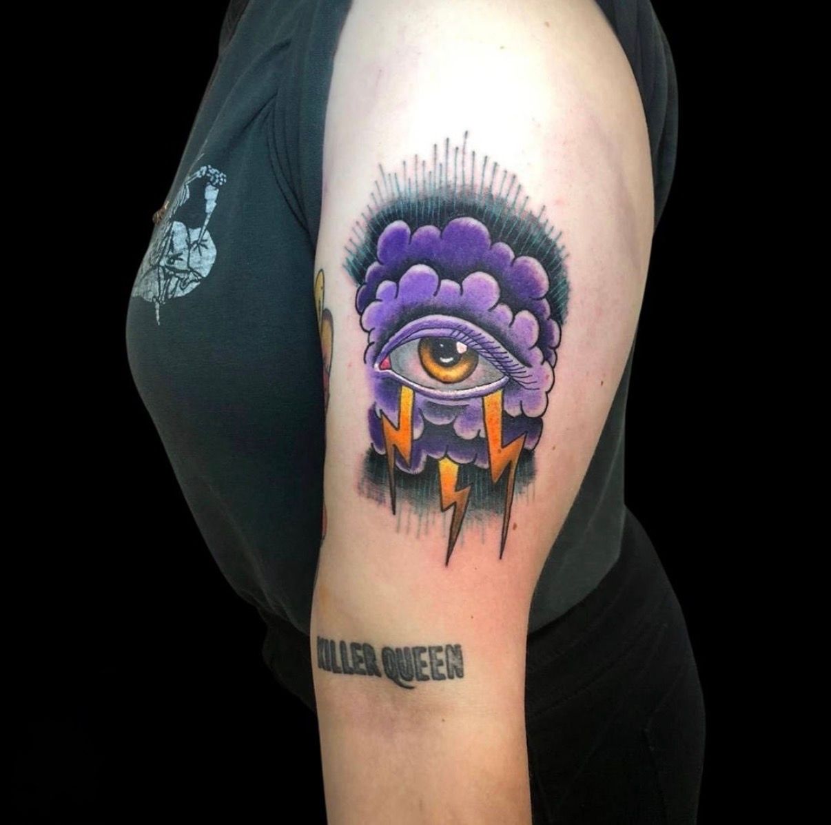 Arm With Purple Eye and Lightning Tattoo — Tattoo Inc Studio In Broadbeach, QLD