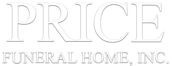 Price Funeral Home, Inc. logo in light gray serif text on a white background