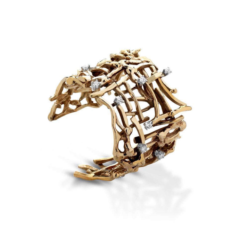 Silver, gold and citrine bracelet
