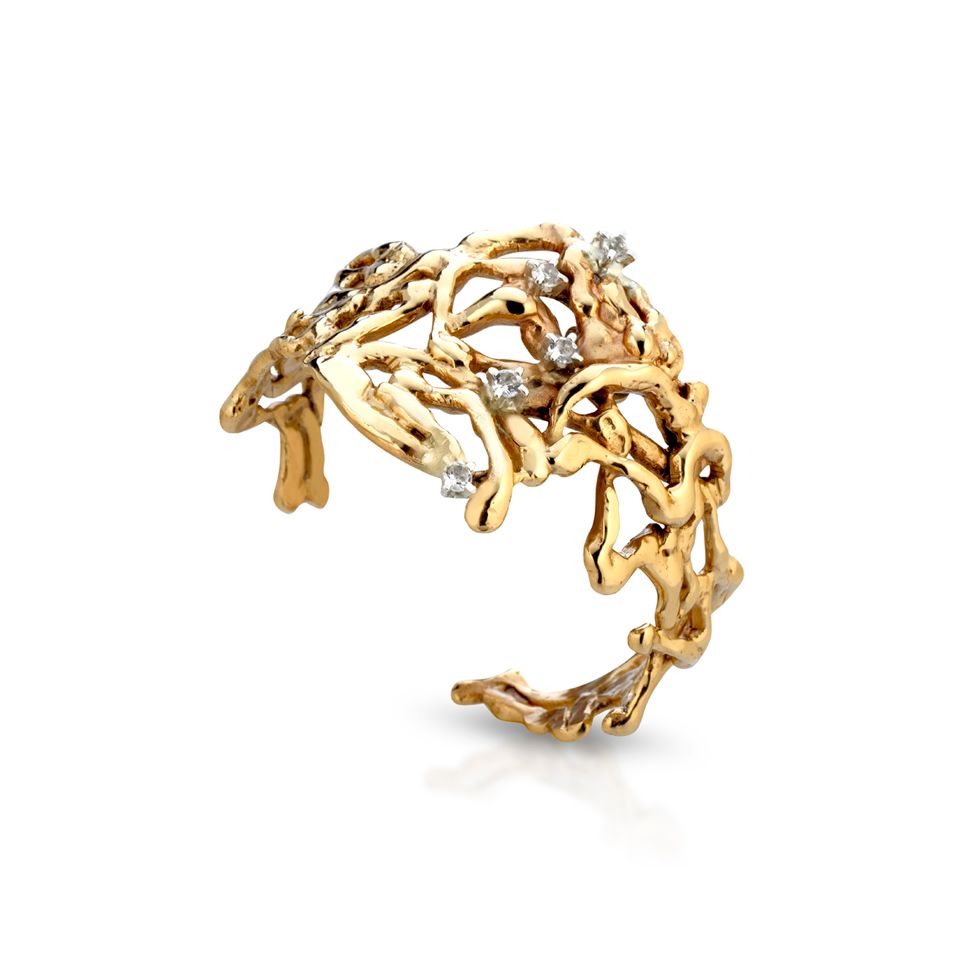 Bronze, silver and white topaz bracelet