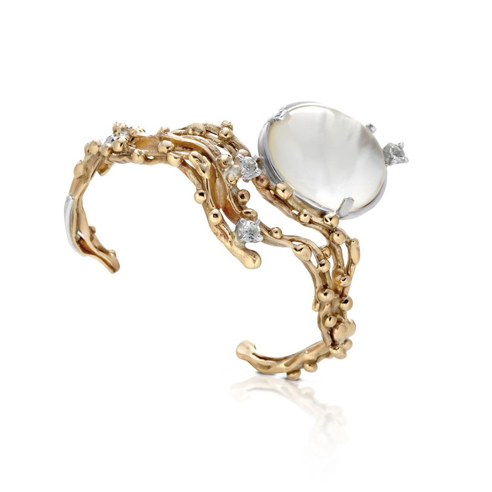 Bronze, gold and white topaz bracelet
