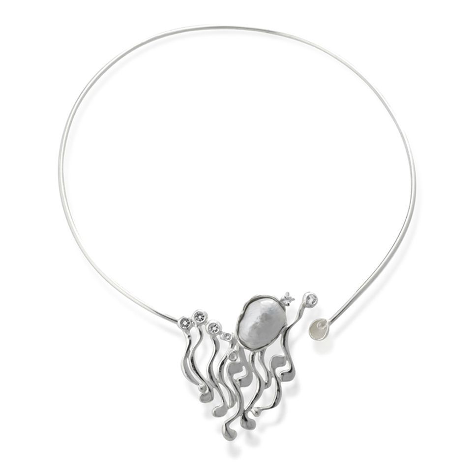 Collier in argento perla e topazi bianchi