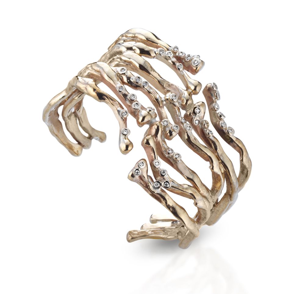 Bracciale in bronzo, oro bianco e diamanti