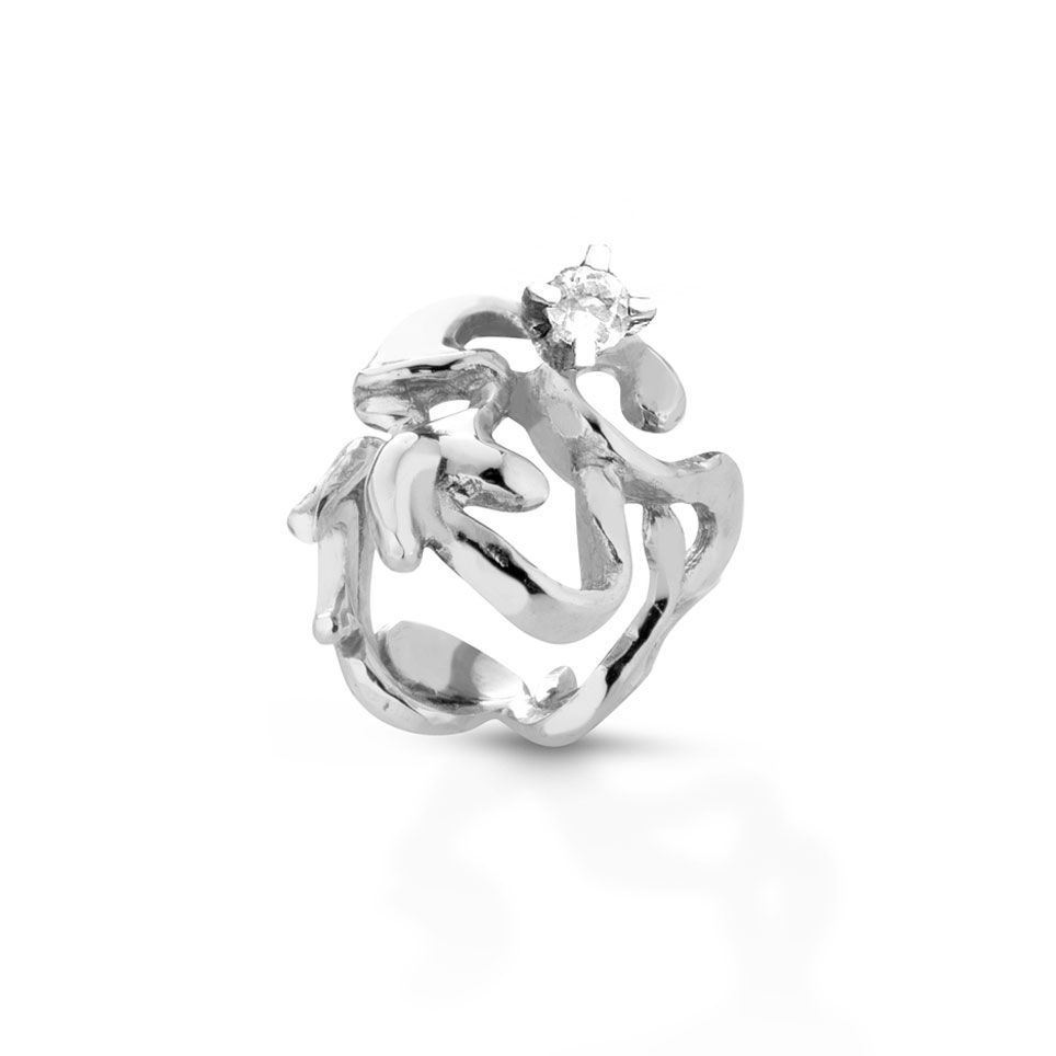 Anello in argento e topazio bianco naturale