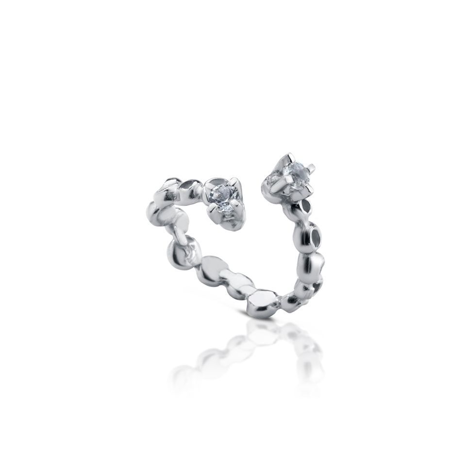 Anello in argento e topazi bianchi