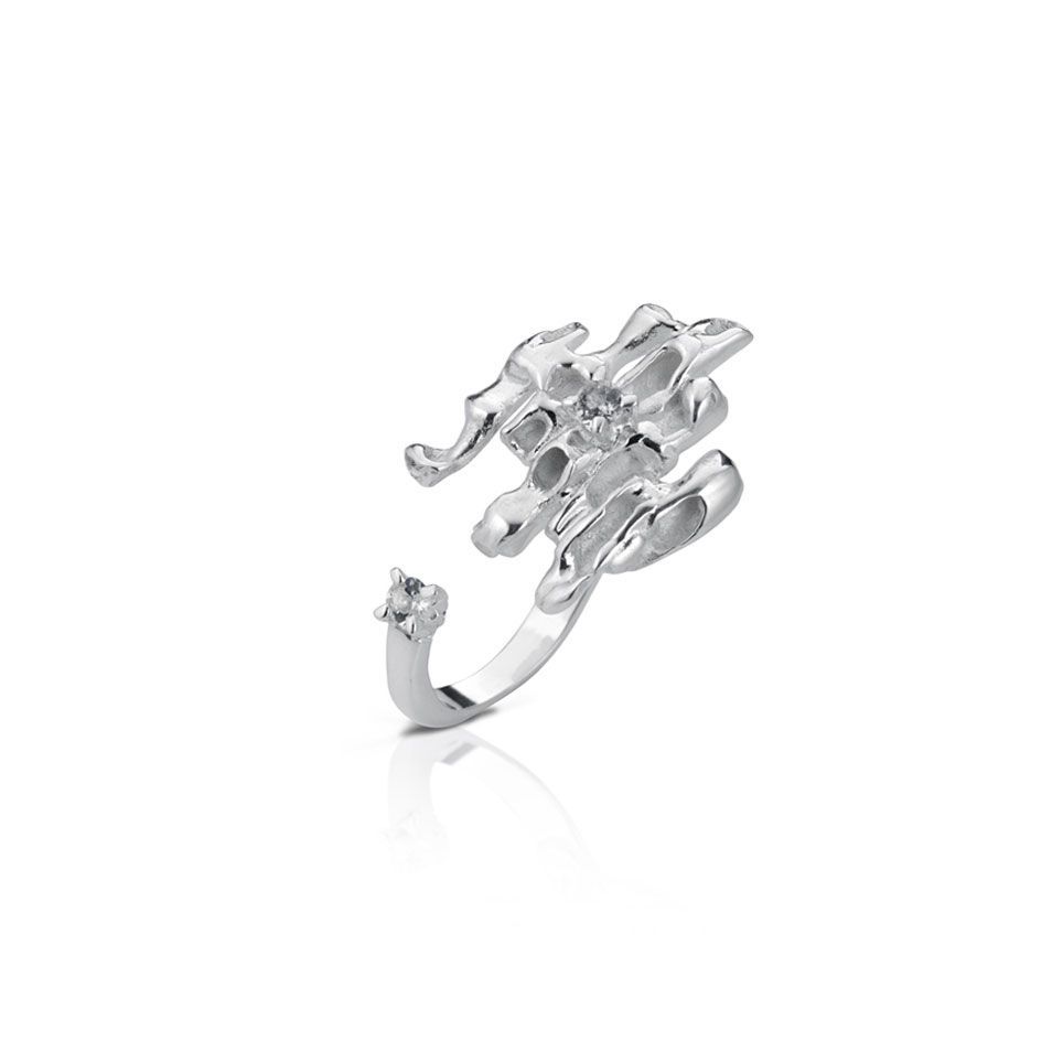 Anello in argento e topazi bianchi
