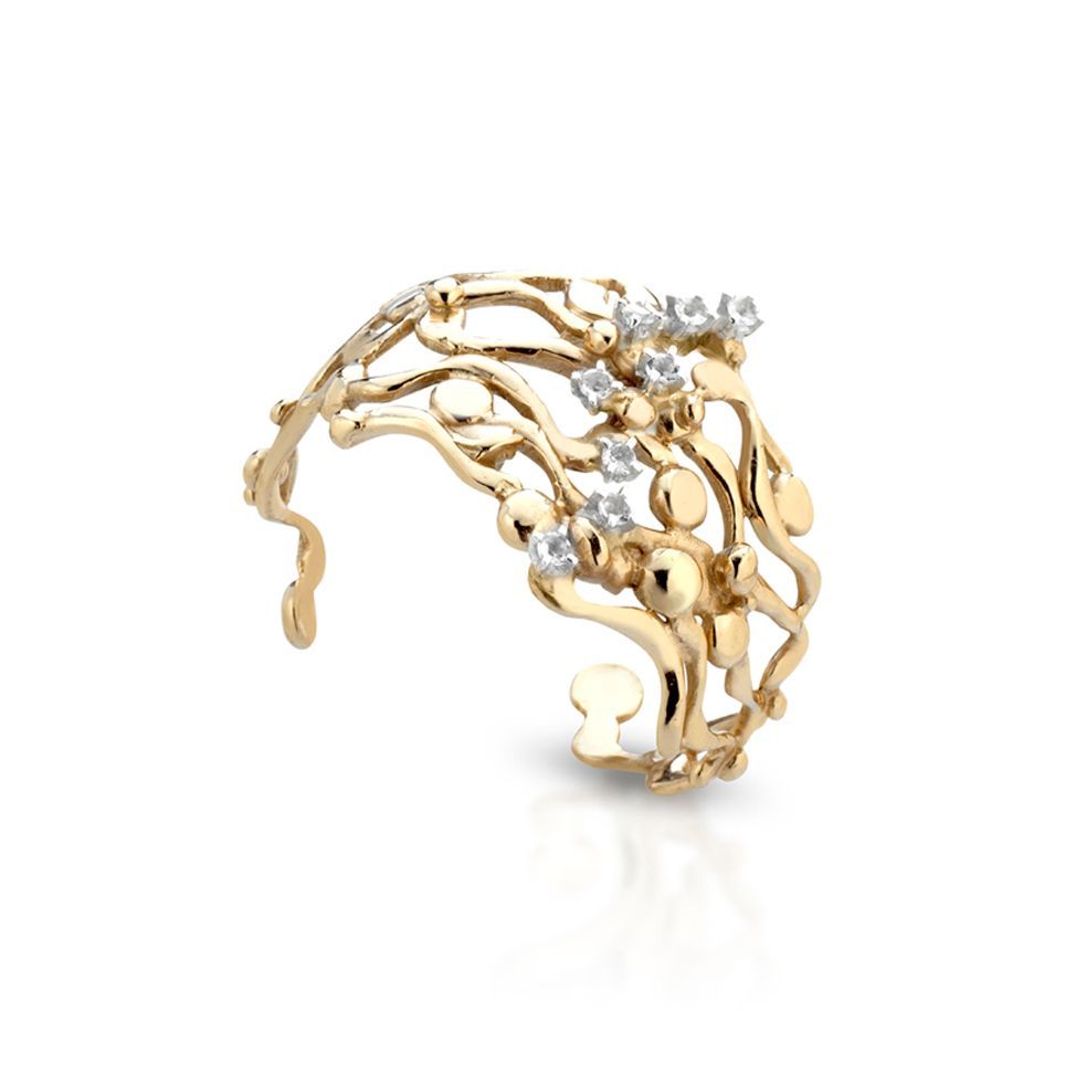 Bronze, silver, and white topaz bracelet