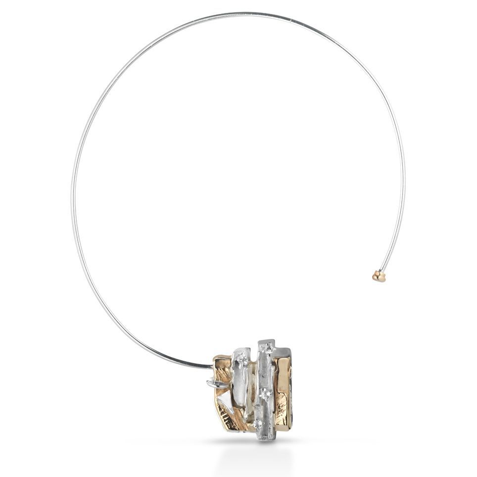Collier in argento, bronzo e topazi bianchi